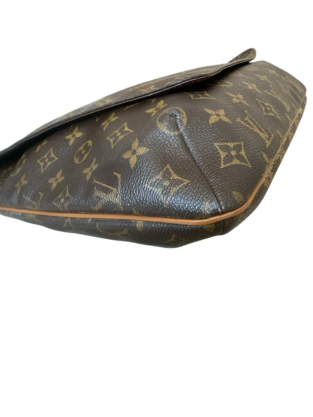 Louis Vuitton Monogram Canvas Messenger Bag with Tan Strap